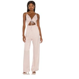 LPA Pink blush satin Balint jumpsuit revolve